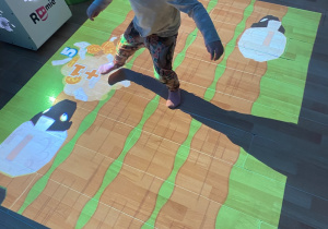 Dziewczynka zbija przemieszczające się owieczki.