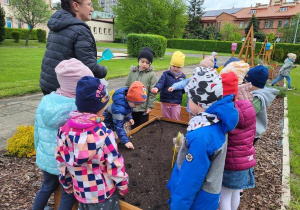 Dzieci sadzą cebulki